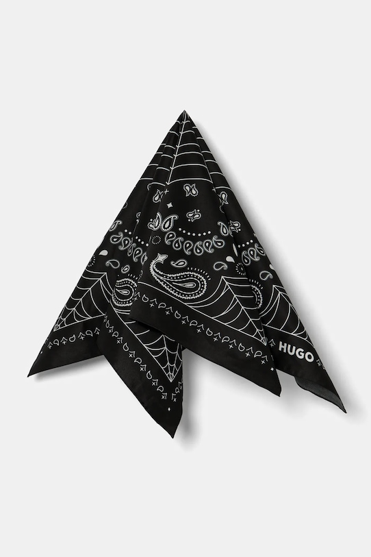 HUGO apaszka bawełniana wzorzyste czarny 50536055