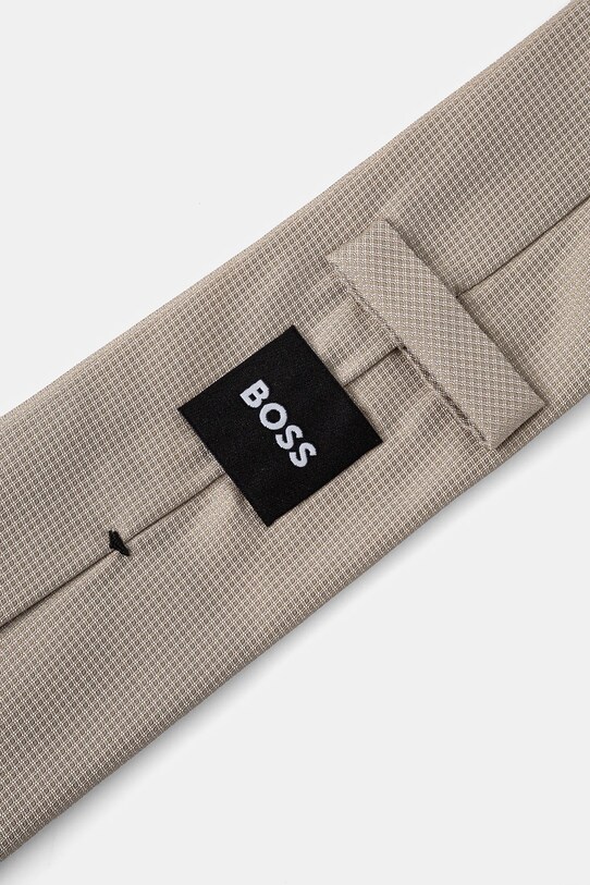 BOSS krawat z domieszką jedwabiu 50538878 beżowy SS25