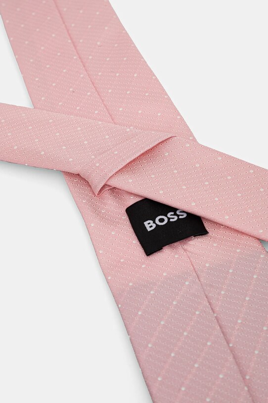 BOSS krawat z domieszką jedwabiu 50538969 różowy SS25