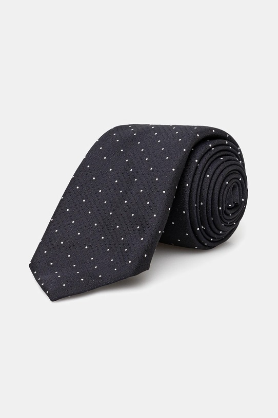 BOSS krawat z domieszką jedwabiu granatowy 50538969