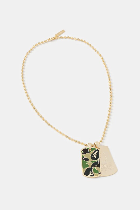 A Bathing Ape naszyjnik ABC camo dog tag Gift Box złoty 1K80182002