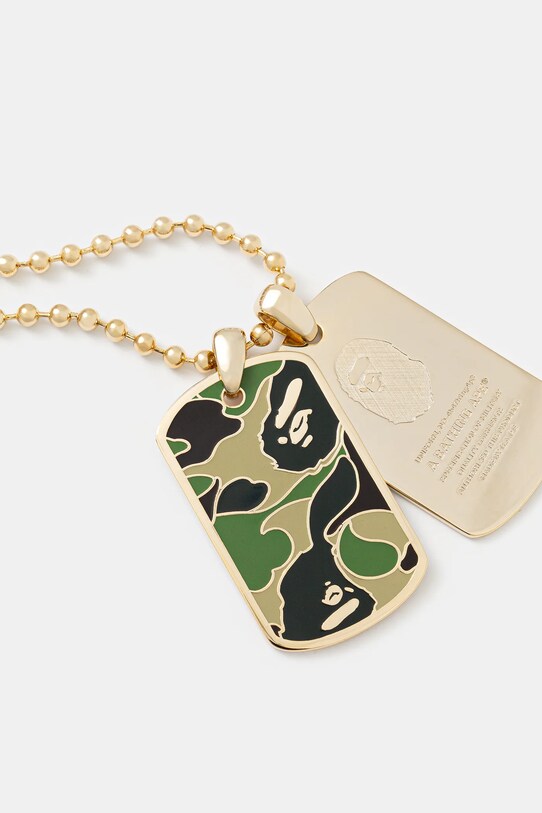Ogrlica A Bathing Ape ABC camo dog tag 1K80182002 zlatna SS25