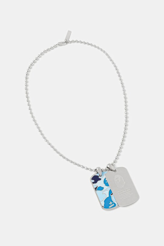 A Bathing Ape naszyjnik ABC camo dog tag Gift Box srebrny 1K80182002