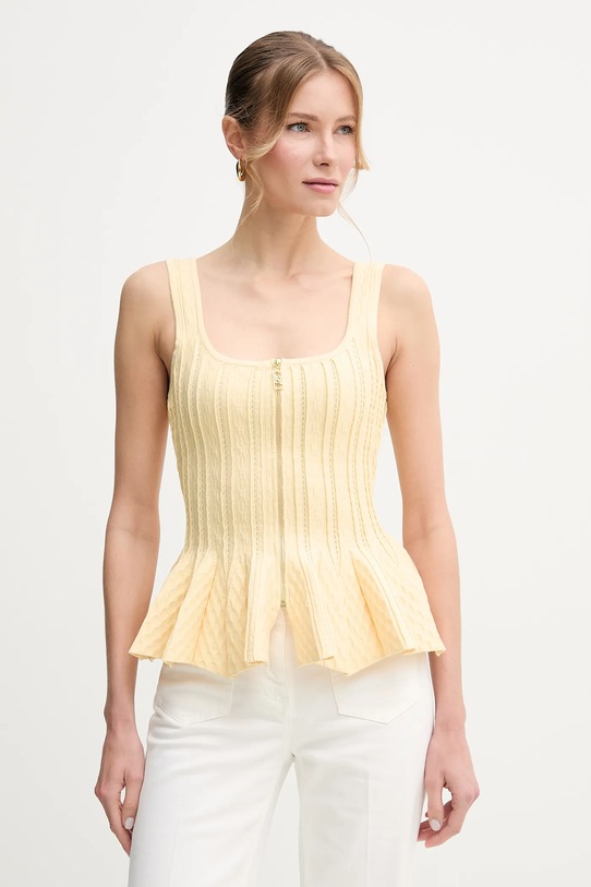 Elisabetta Franchi top model fin galben MK49B51E2