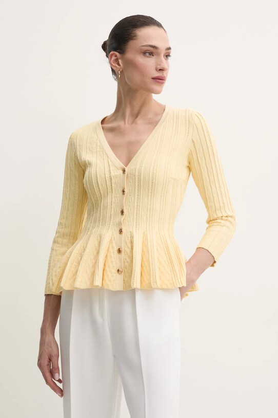 Elisabetta Franchi cardigan colletto abbottonato giallo MK50B51E2
