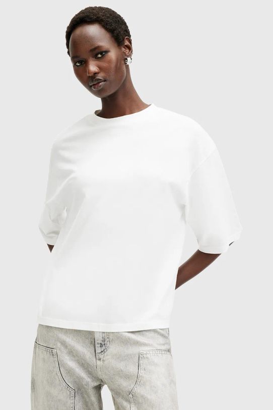 Bavlněné tričko AllSaints AMELIE kulatý bílá W124JB