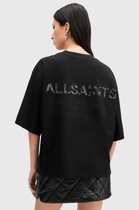 Îmbrăcăminte AllSaints tricou din bumbac AMELIE W124JB negru