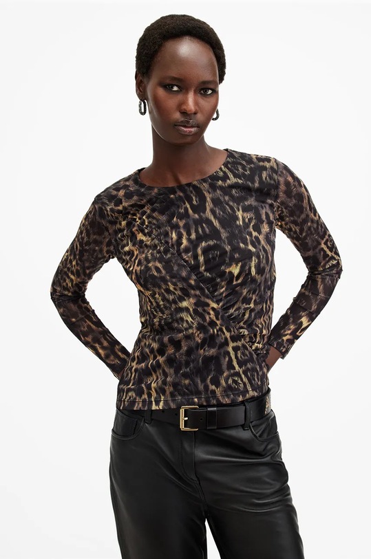 Blúzka AllSaints EDANA slim čierna W161JB