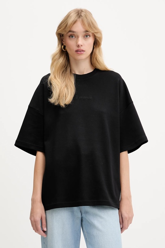 La Mania t-shirt bawełniany NAN aplikacja czarny NAN