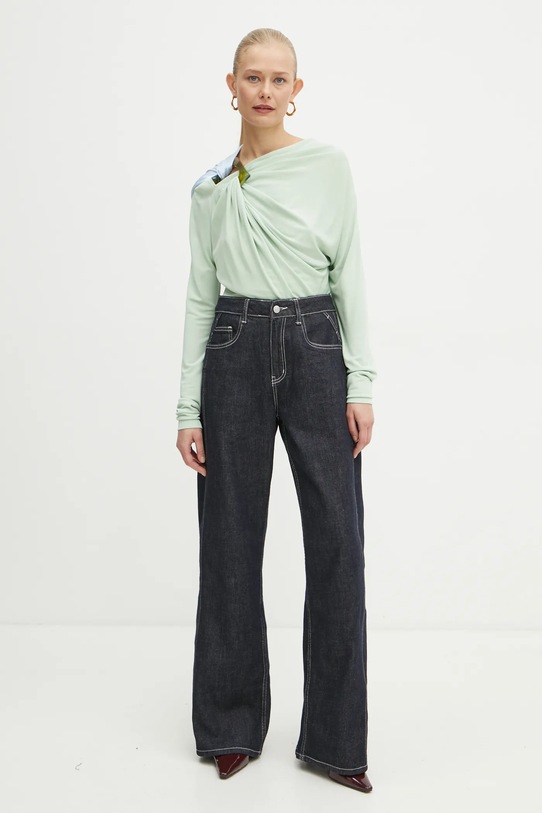Victoria Beckham bluză 1125WTP006017A verde SS25