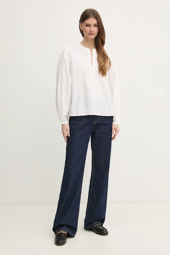 Bavlněná halenka Tommy Hilfiger WW0WW44059 bílá SS25