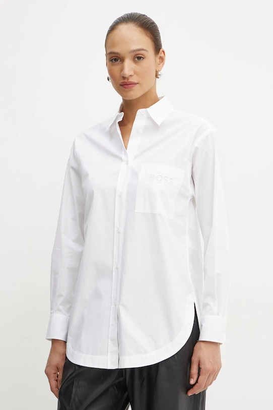Boss Orange camicia in cotone semplice bianco 50530981