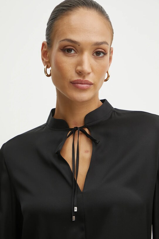 BOSS bluza de matase negru 50538492