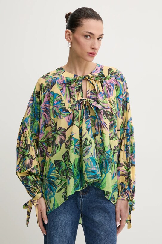 Pinko camicetta in cotone floreale giallo 104718.A2EZ
