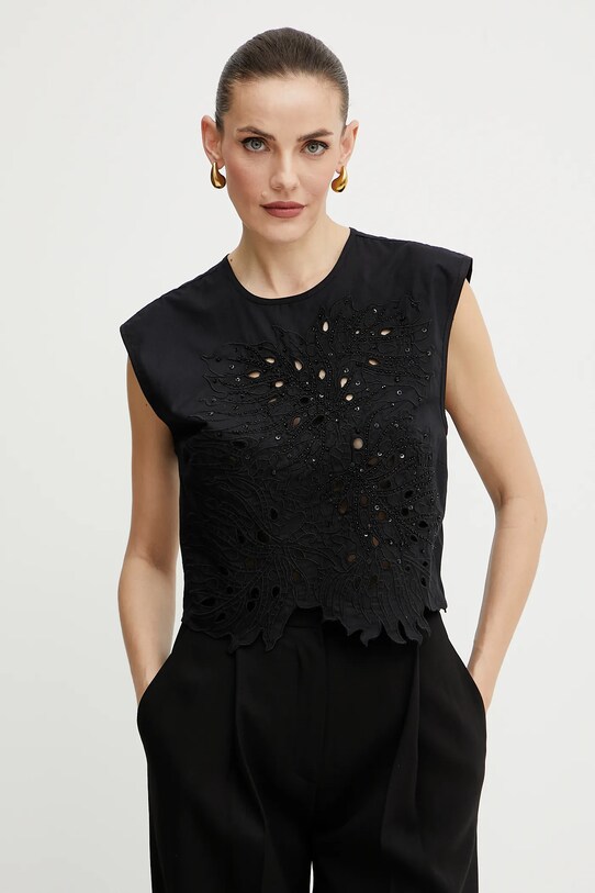 Βαμβακερή μπλούζα Pinko casual μαύρο 104850.A2H0