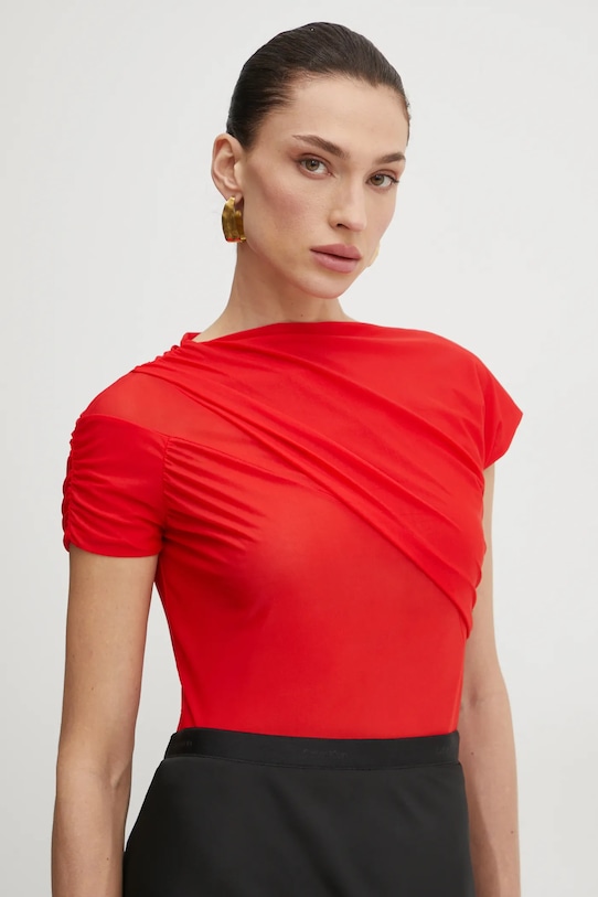 Pinko bluzka z elastanem czerwony 104836.A2H1