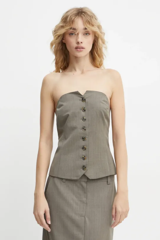 Samsoe Samsoe tricou din amestec de lana SAELLEN uni gri F24400131