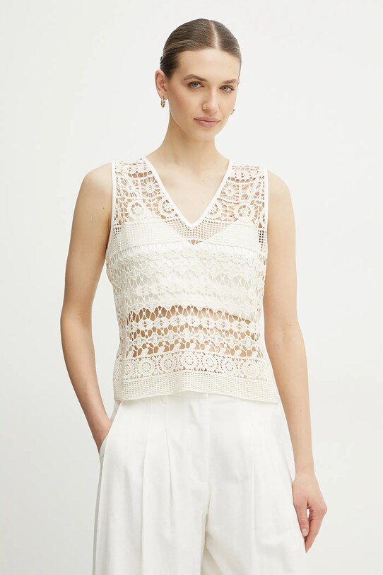 Twinset bluzka bawełniana bawełna beżowy 251AP2501
