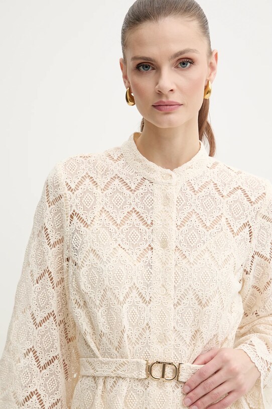 Bavlněná košile Twinset béžová 251TP2406