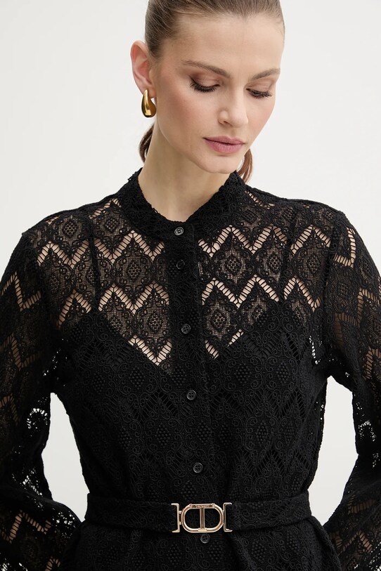 Twinset camasa din bumbac negru 251TP2406