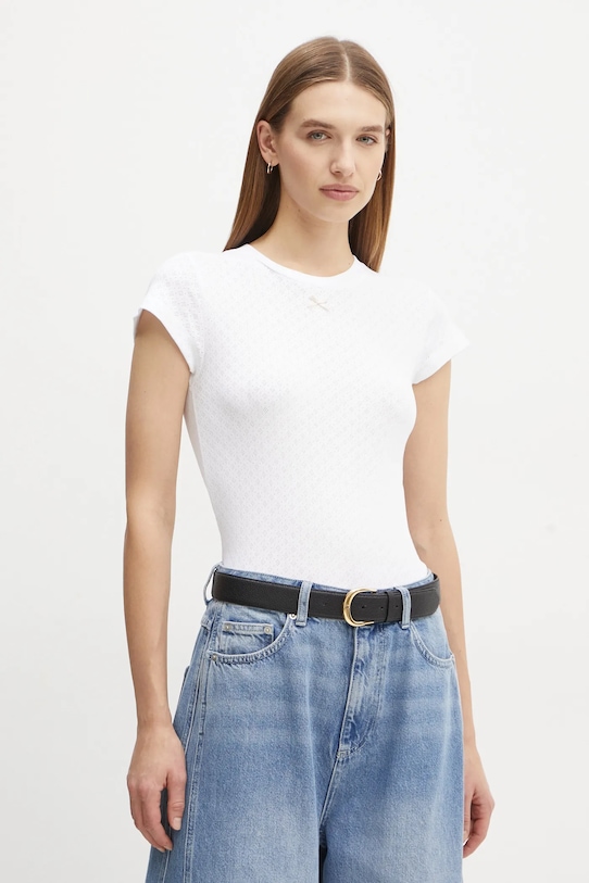 Herskind tricou din bumbac Ludo uni alb 5435178