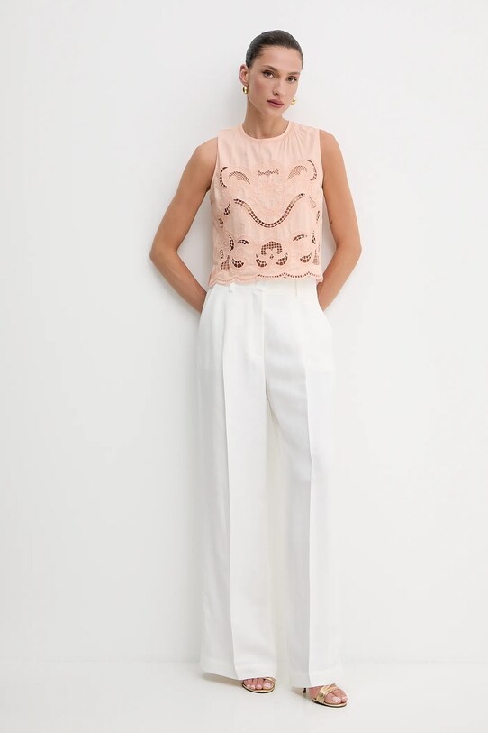 Twinset top bawełniany 251TT2165 pomarańczowy SS25