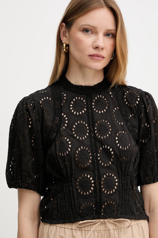 Twinset bluzka bawełniana czarny 251TT2366