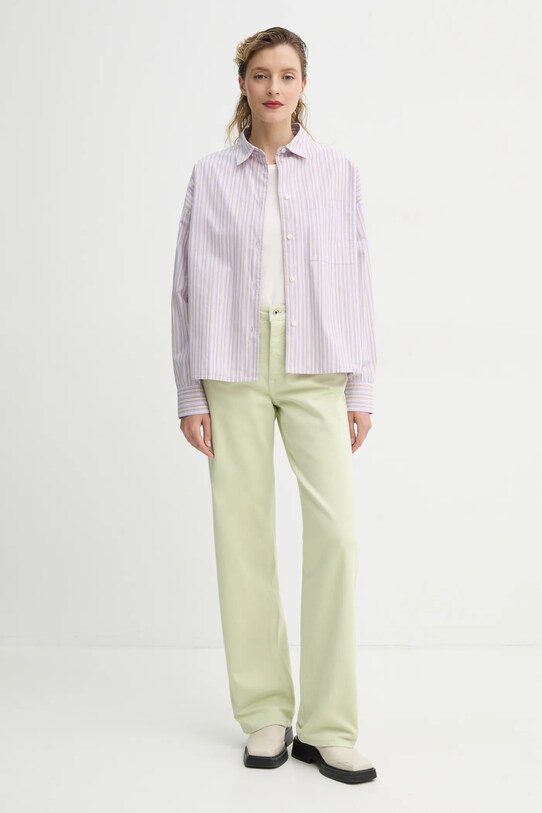 Bavlnená košeľa Marc O'Polo 5000006198 fialová SS25