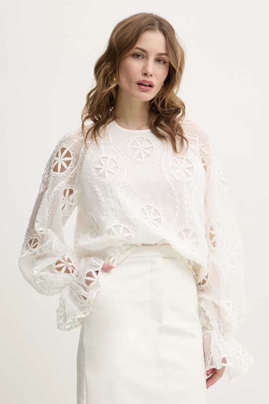 Bluza Bardot bez uzorka bež 59731TB