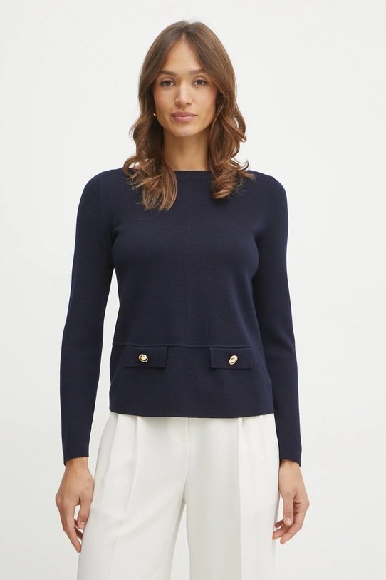 Luisa Spagnoli sweter wełniany wełna granatowy 58599