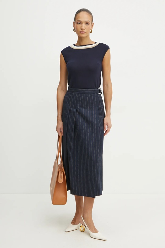 Luisa Spagnoli pulover de lână 58634 bleumarin SS25