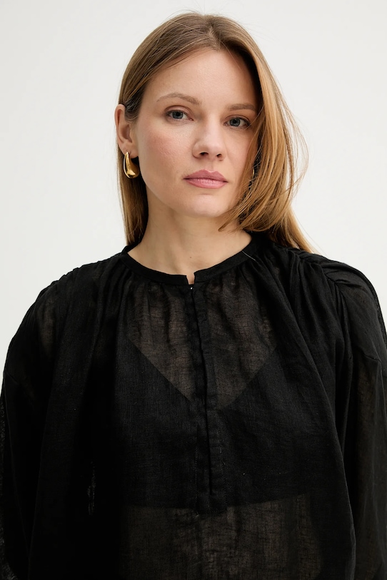 Luisa Spagnoli bluzka lniana czarny 542157