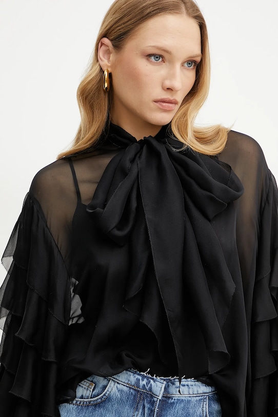 Luisa Spagnoli maglietta in seta nero 542199