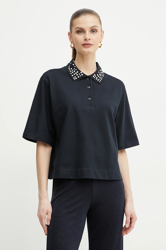 Бавовняне поло Marella GONZAGA relaxed темно-синій 2513951014