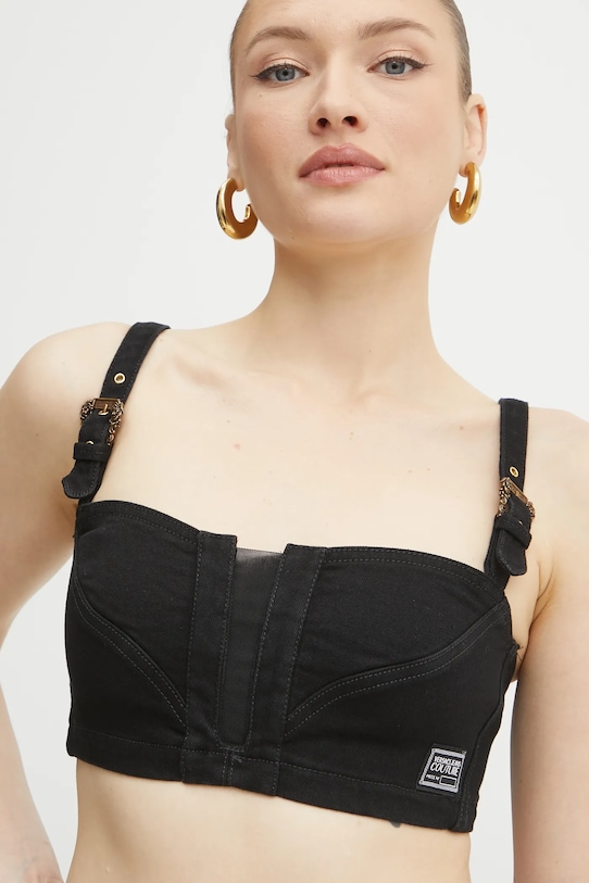 Versace Jeans Couture top din denim negru 78HAM250.DW040L54