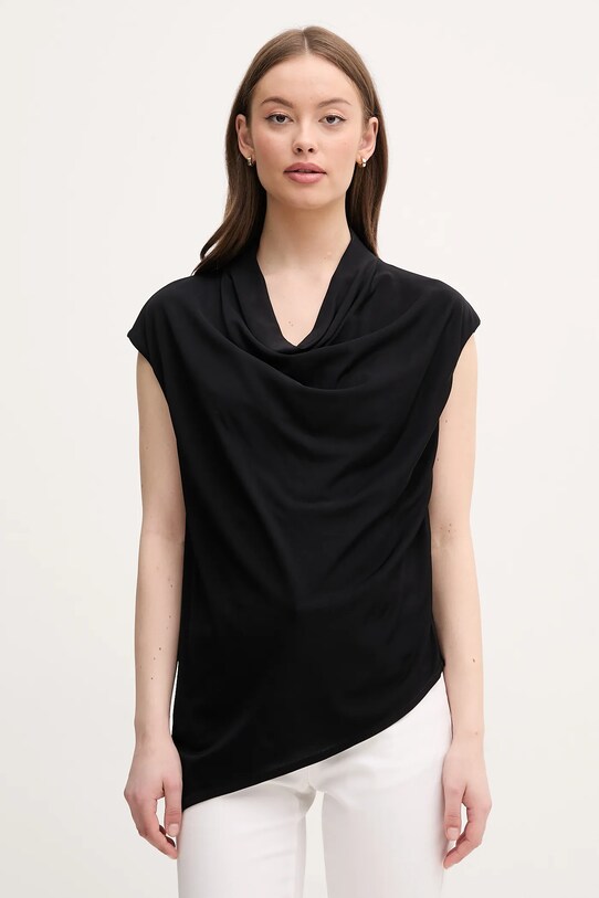 Sisley bluzka regular czarny 5FNTLQ08P