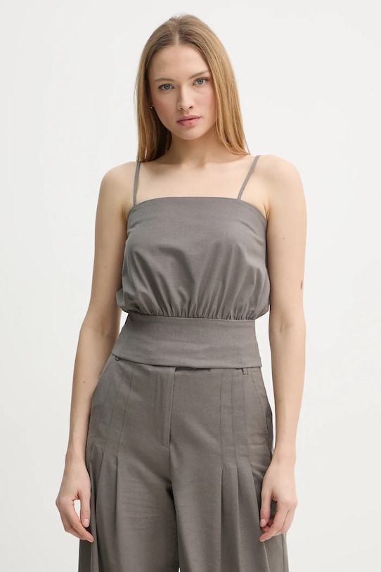 Remain bluzka z domieszką wełny z elastanem brązowy 5023241012