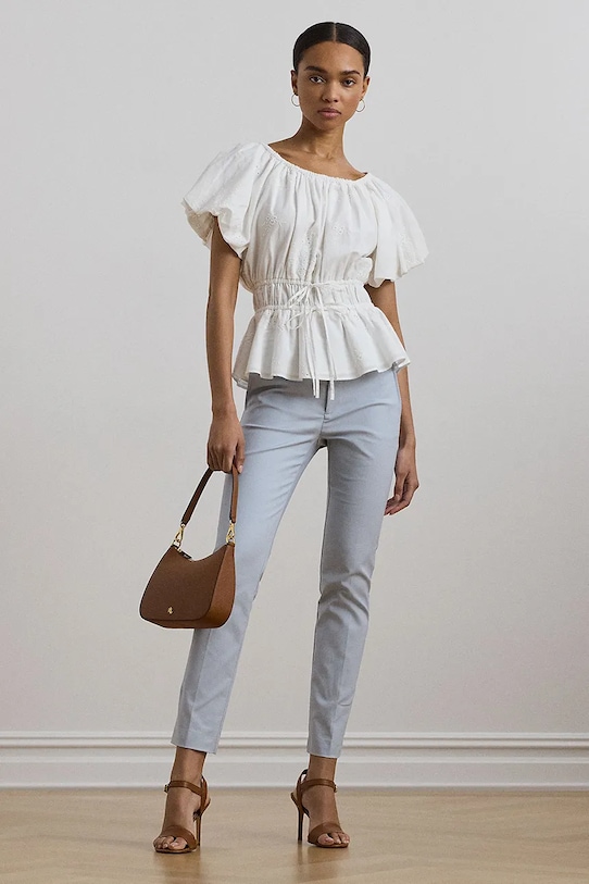 Oblečení Bavlněná halenka Lauren Ralph Lauren 200966197 bílá