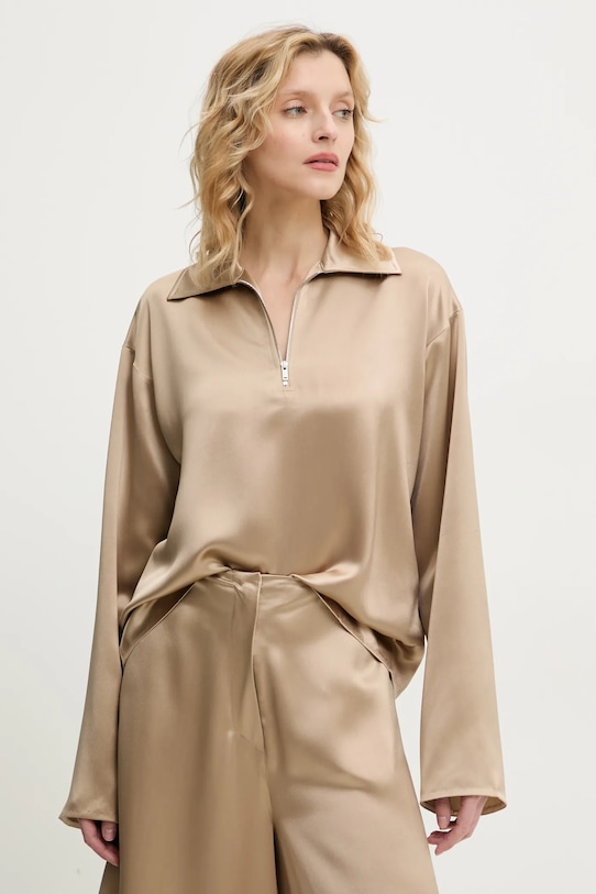 Nanushka bluzka MENCIA casual beżowy NW25RSTP02272