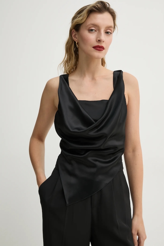 Nanushka bluzka PETRA regular czarny NW22CRTP02599