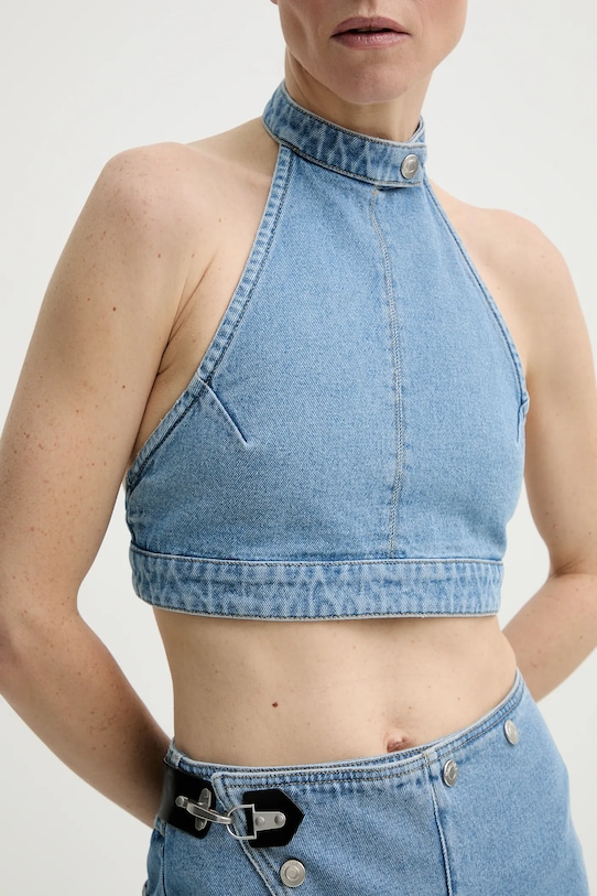 Nanushka bluză subtire de blugi ARINA uni albastru NW25RSTP09053