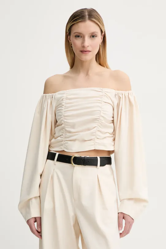 Gestuz bluza din amestec de lana uni bej 10910014