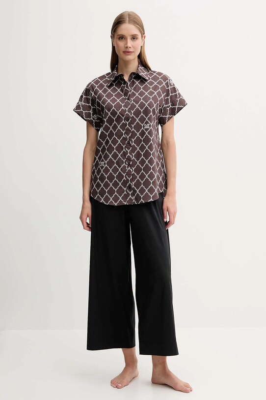 Max Mara Beachwear koszula bawełniana 2516111029600 brązowy SS25