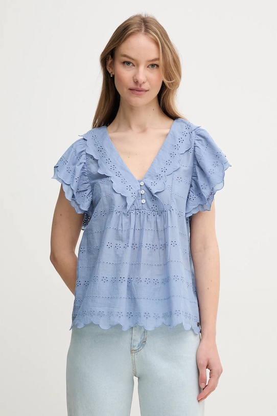 Бавовняна блузка Pepe Jeans DAME короткий блакитний PL305023