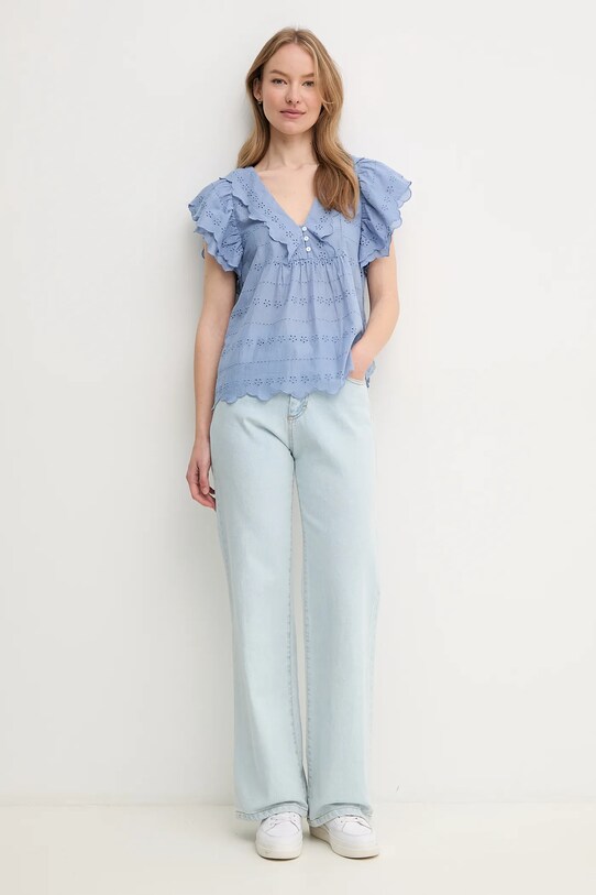 Бавовняна блузка Pepe Jeans DAME PL305023 блакитний SS25