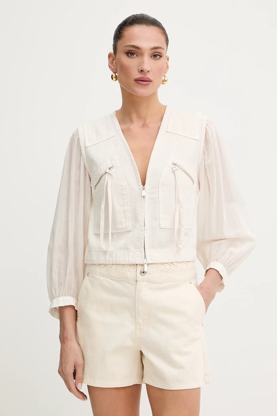 Pinko koszula bawełniana bawełna beżowy 105253.A2MI