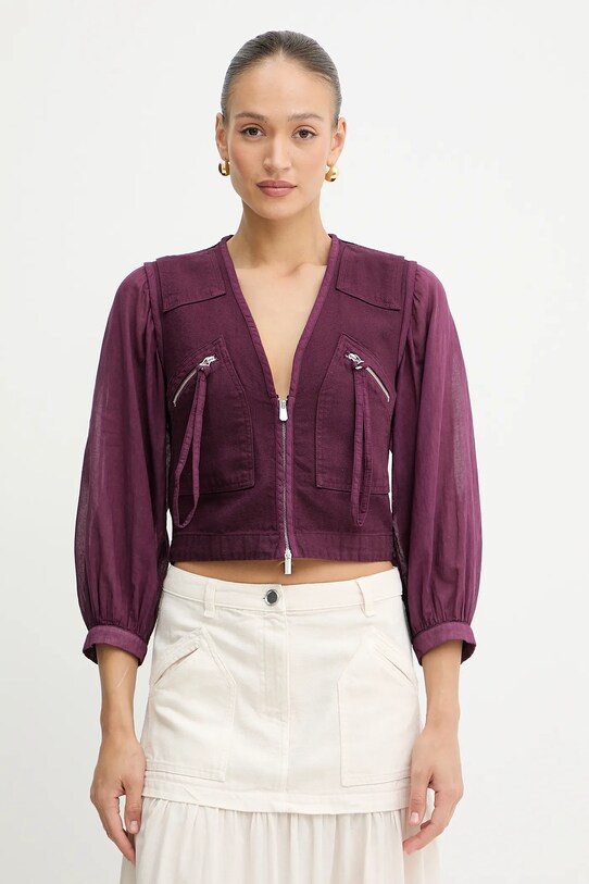 Хлопковая рубашка Pinko casual бордо 105253.A2MI