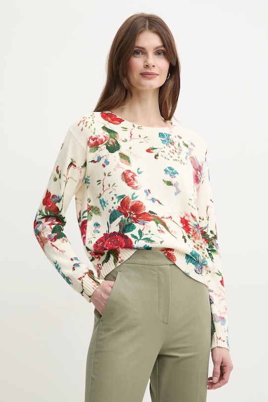Weekend Max Mara sweter bawełniany wzorzyste beżowy 2515361042600