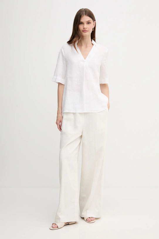 Льняна блузка United Colors of Benetton 5BMLDQ0B6 білий SS25