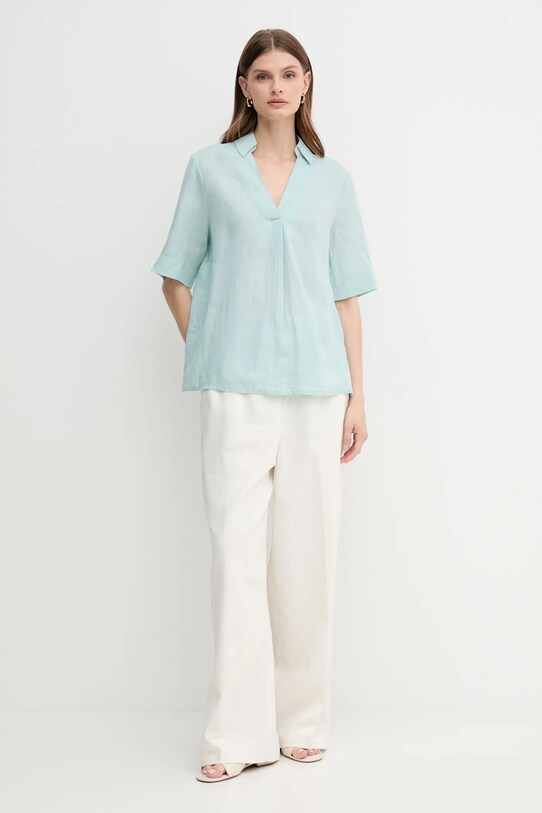 United Colors of Benetton bluză din in 5BMLDQ0B6 turcoaz SS25